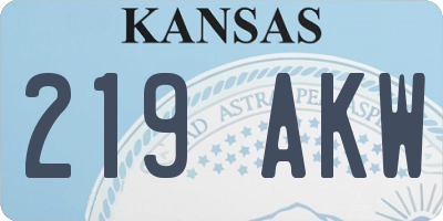 KS license plate 219AKW