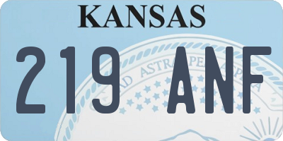 KS license plate 219ANF
