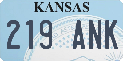 KS license plate 219ANK