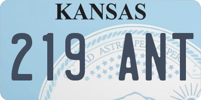 KS license plate 219ANT