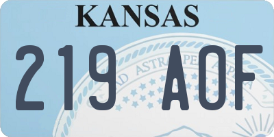KS license plate 219AOF