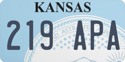 KS license plate 219APA