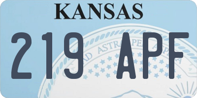 KS license plate 219APF