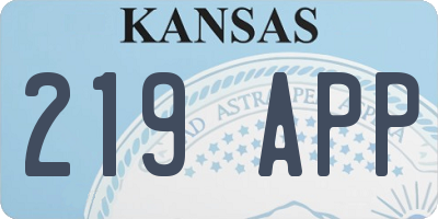 KS license plate 219APP