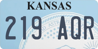 KS license plate 219AQR