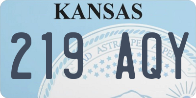 KS license plate 219AQY