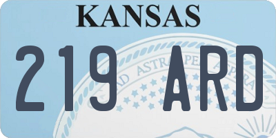 KS license plate 219ARD