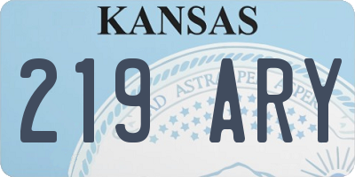KS license plate 219ARY