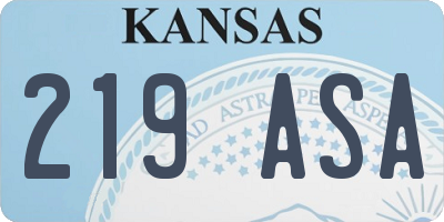 KS license plate 219ASA