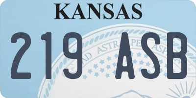 KS license plate 219ASB