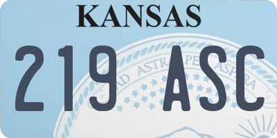 KS license plate 219ASC