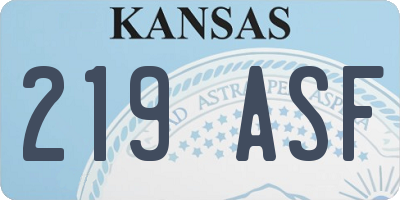 KS license plate 219ASF