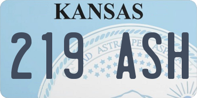 KS license plate 219ASH