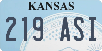 KS license plate 219ASI