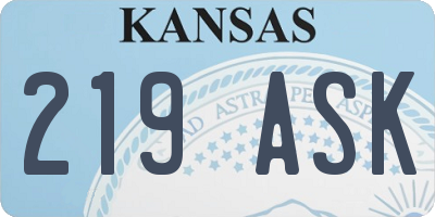 KS license plate 219ASK