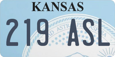 KS license plate 219ASL