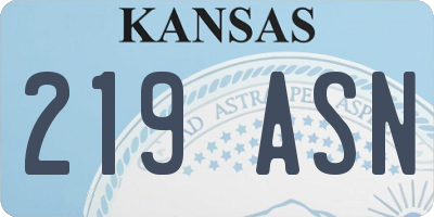 KS license plate 219ASN