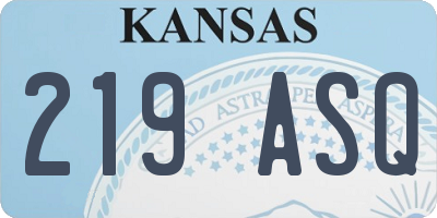 KS license plate 219ASQ