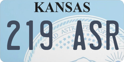 KS license plate 219ASR