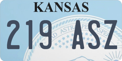 KS license plate 219ASZ