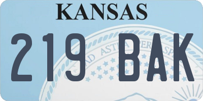 KS license plate 219BAK