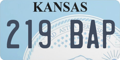 KS license plate 219BAP
