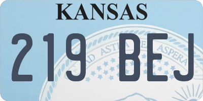 KS license plate 219BEJ