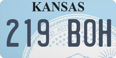 KS license plate 219BOH