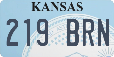 KS license plate 219BRN
