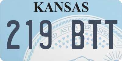 KS license plate 219BTT