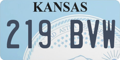 KS license plate 219BVW