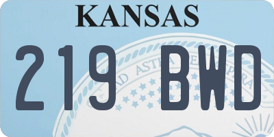 KS license plate 219BWD