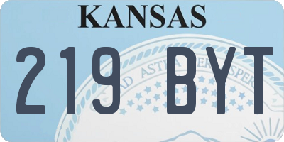 KS license plate 219BYT