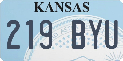 KS license plate 219BYU