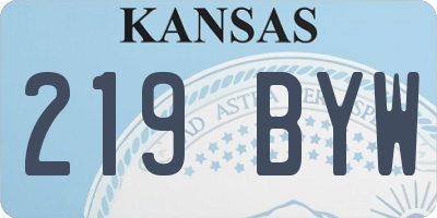 KS license plate 219BYW