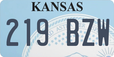 KS license plate 219BZW