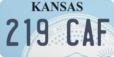 KS license plate 219CAF