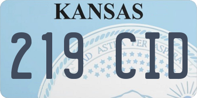 KS license plate 219CID