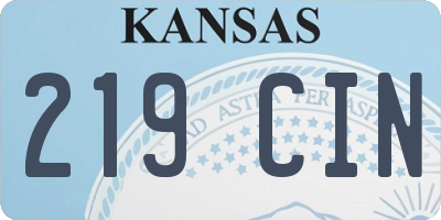 KS license plate 219CIN