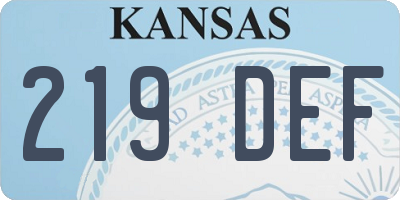 KS license plate 219DEF