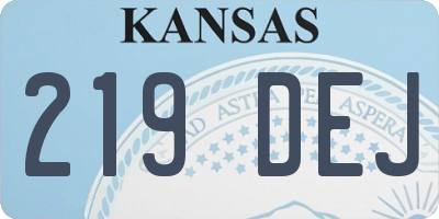KS license plate 219DEJ
