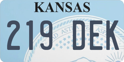 KS license plate 219DEK