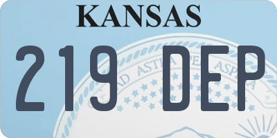 KS license plate 219DEP