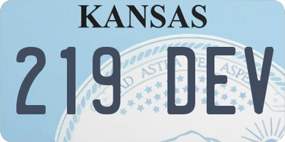 KS license plate 219DEV
