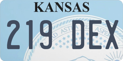 KS license plate 219DEX
