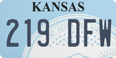 KS license plate 219DFW