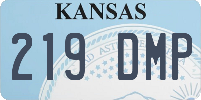 KS license plate 219DMP
