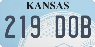 KS license plate 219DOB