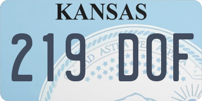 KS license plate 219DOF