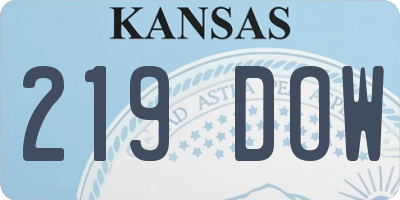 KS license plate 219DOW